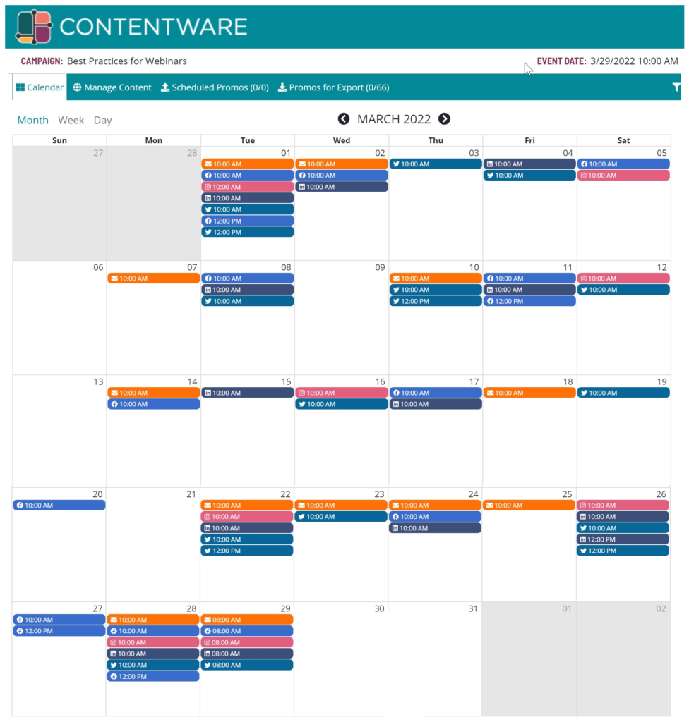 Contentware generates campaign calendar automatically 