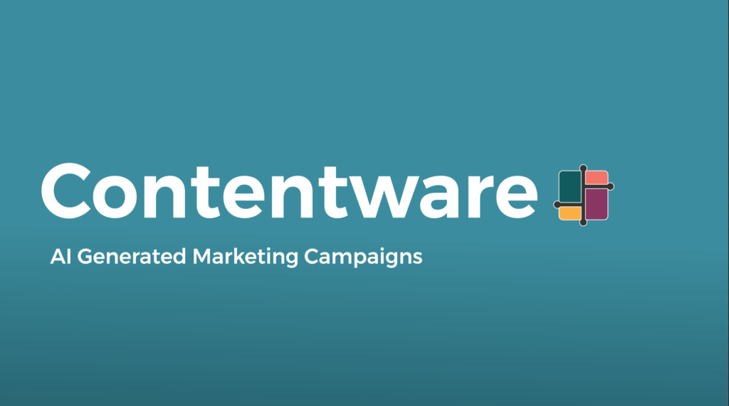 Image that includes the Contentware logo and the tagline. Contentware, the best AI marketing tool there is.