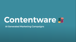 Image that includes the Contentware logo and the tagline. Contentware, the best AI marketing tool there is.